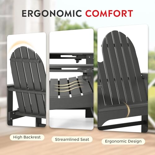 Outdoor Patio HDPE Adirondack Garden Skinny Bench (Grey / 51.5IN)