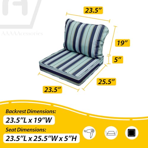 Outdoor Chair Cushions (Ash Teal Seaside Stripe / 23.5"x25.5"x5" / 23.5"x19")