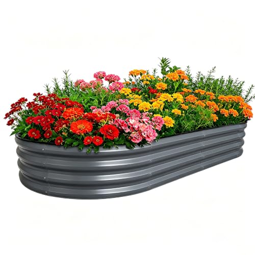Galvanized Raised Garden Beds Outdoor (Gray / 8 x 4 x 1 ft)