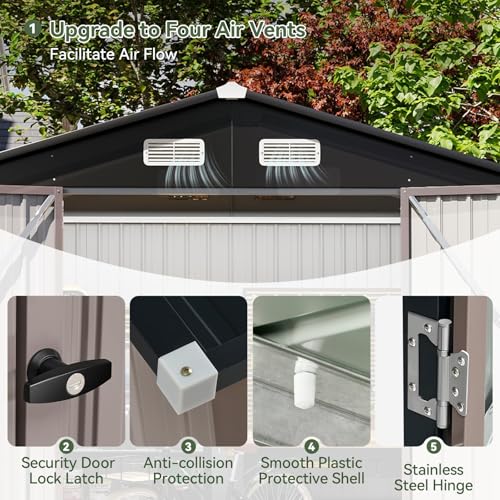 8'x6' Outdoor Storage Shed with Base (Brown / 8'x6')