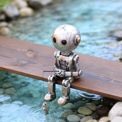 Fishing Robot Statue Funny Halloween Decorations (Robot)