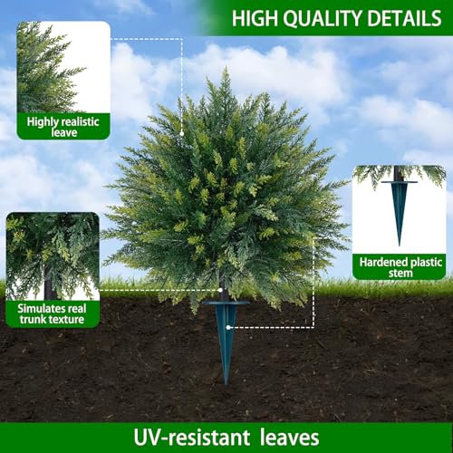 2PCS Artificial Cedar Topiary Ball Tree with Ground Spike (Cedar)
