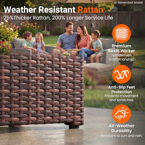 Patio Furniture Set (Brown and Beige / 4)