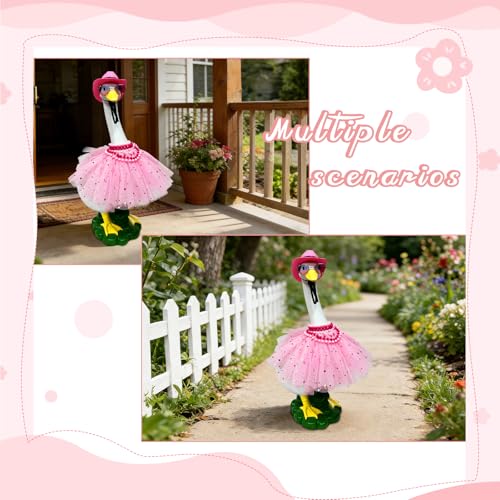 Porch Goose Garden Decor Statues Large White Yard Figurine with Outfit (star skirt goose)