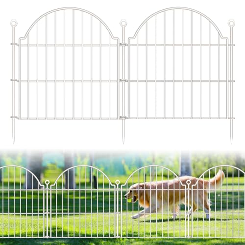 10 Panels No Dig Decorative Garden Fence for Yard (White / 24 in(H))