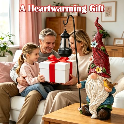19.3" Large Garden Gnomes Outdoor Statue with Solar Lights (Large Gnome)