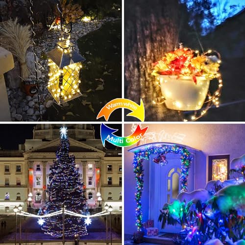 Solar Christmas String Lights Outdoor 2Pack 200LED (2 Count)
