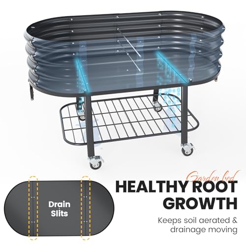 Large Raised Garden Bed with Legs Galvanized Elevated Planter Box 47.2x23.6x29.9 in for Backyard