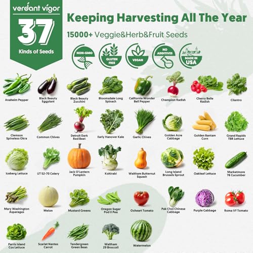 37 Varieties Vegetable Seeds Kit (All Year Harvest)