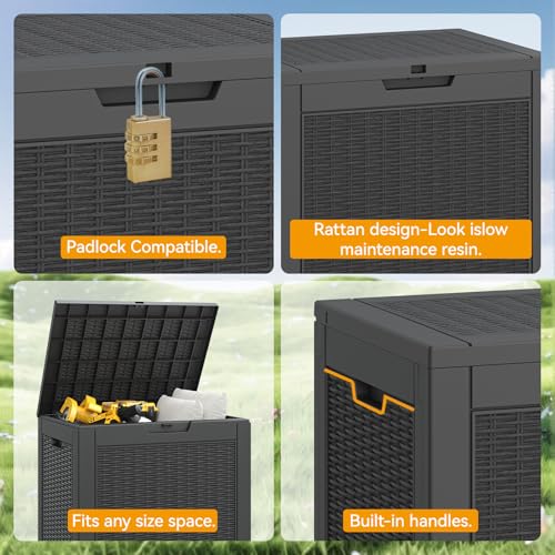 33 Gallon Outdoor Storage Box Waterproof Deck Box for Patio (Black / 33 Gallon)