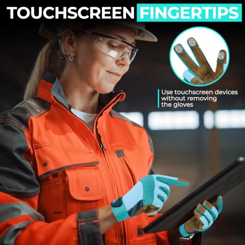 Work Gloves for Women (Large (Pack of 1) / Coffee-blue)