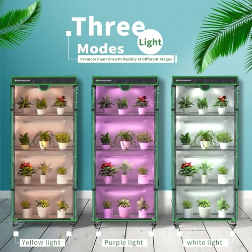 Indoor Greenhouse with Grow Light (35.8"W x 17.8"D x 71.8"H W/Cover)