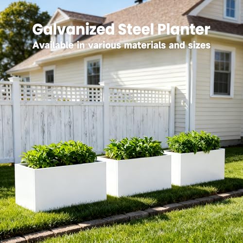 Metal Rectangular Planter 36" L x 12" W x 16" H (White / 36" L x 12" W x 16" H)