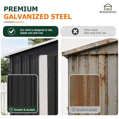 8x6FT Outdoor Storage Shed with Floor Black (Dark Black / 8' x 6')