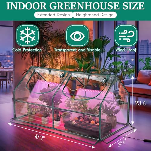 Mini Greenhouse with Grow Light (47.2"L x 23.6"W x 23.6"H / House Shape)