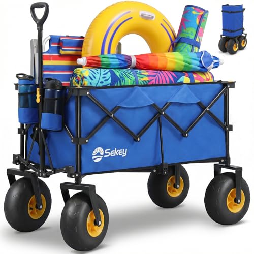 Heavy Duty Beach Wagon with 9" Big Sand (Blue&black)