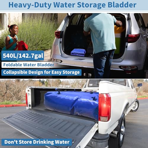 540L 142.7 Gal Water Storage Bladder Large Capacity Foldable (540L/142.7Gal / Blue)
