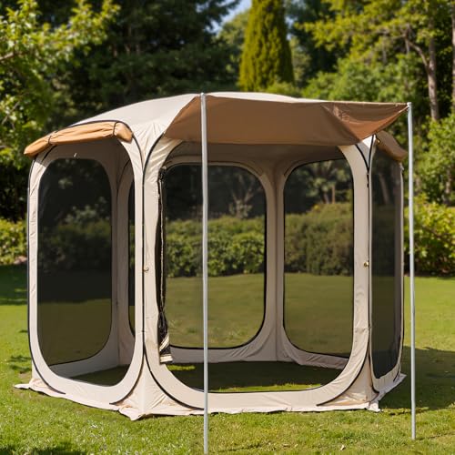 12×12 FT Pop Up Canopy Tent with Mosquito Netting (Beige / 12×12 FT)