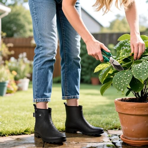 Women's Waterproof Short Rain Boots Ankle Rubber Garden Shoes