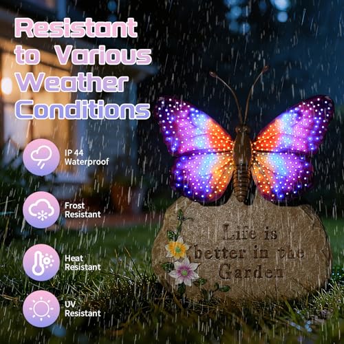 Solar LED Butterfly Garden Statue with Sparkling Light (Purple)