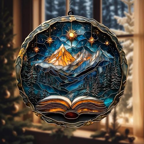 Starry Light Acrylic Suncatcher Window Hanging Wall Decor Fantasy Book Lover Gift Reader Gift (1-fba-ssl-evg-d981-g / 12")