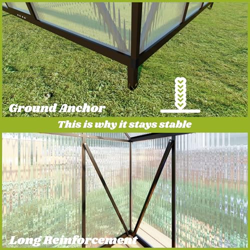 6x4FT Outdoor Greenhouse with Roof Vent (Charcoal Black / 6×4FT)