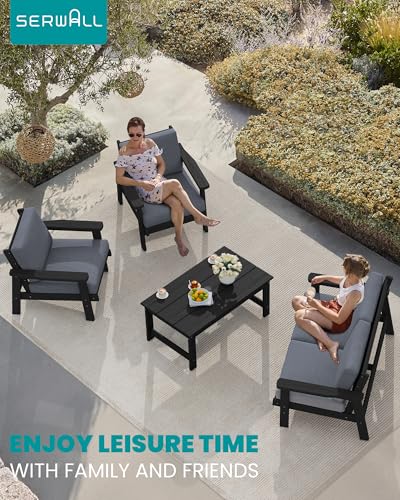 HDPE Outdoor Loveseat (Black/Grey)