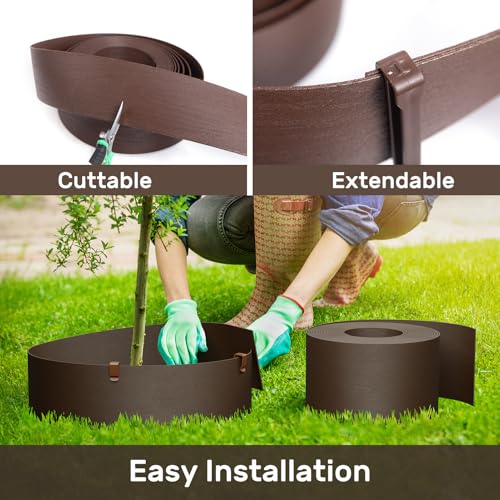 78FT Landscape Edging Coil Kit 4 inch High for Flower Bed (Brown / 4in X 78FT)