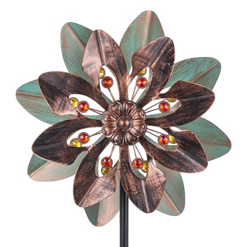 Wind Spinners Outdoor with 2 Blades (13"(Light Green & Antique Bronze))