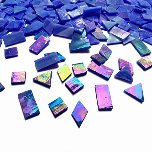 Magic Iridescent Blue Stained Glass Mosaic Tiles (Iridescent Blue-220g)