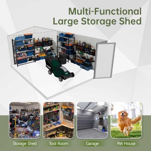 10x14 FT Outdoor Storage Shed (Gray / 10x14 FT)