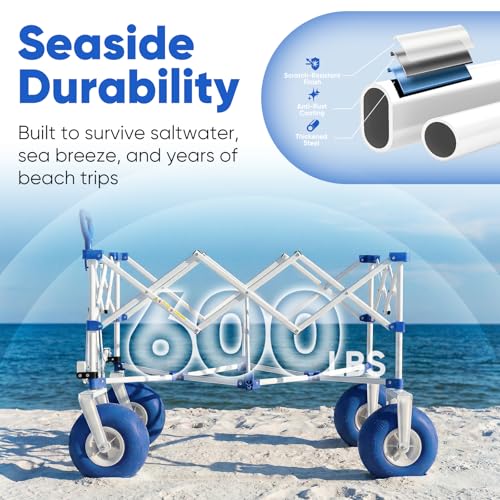 Heavy Duty Beach Wagon with 9" Big Sand (Blue&white)