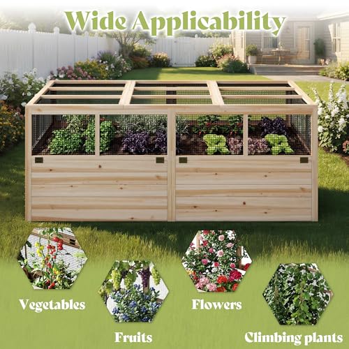 Raised Garden Bed with Fencing and Trellis (6.6x5.6x3 FT)