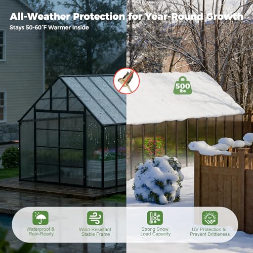 32 x 10 x 10 FT Polycarbonate Greenhouse with 7 Roof Vents (32x10x10 FT)
