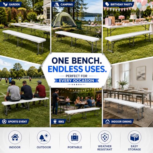 Plastic Folding Bench (6 feet / White)