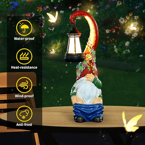 Funny Solar Garden Gnome Statue (Bronze 13in)