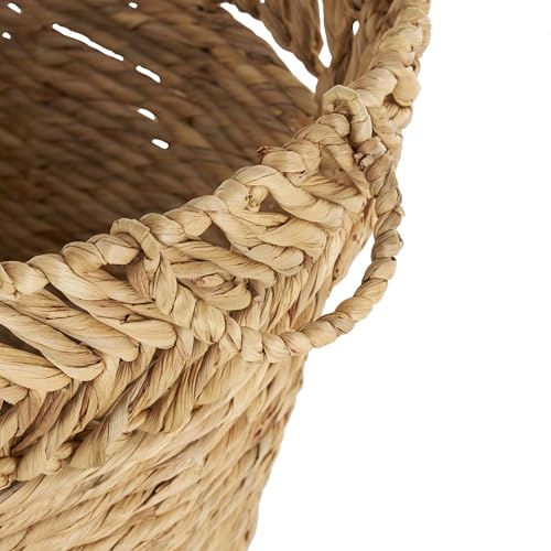 Seagrass Handmade Decorative and Functional Storage Basket Large Woven Oval Basket Organizer with Zig Zag Patterned Rim (30" x 20" x 17" / Brown)