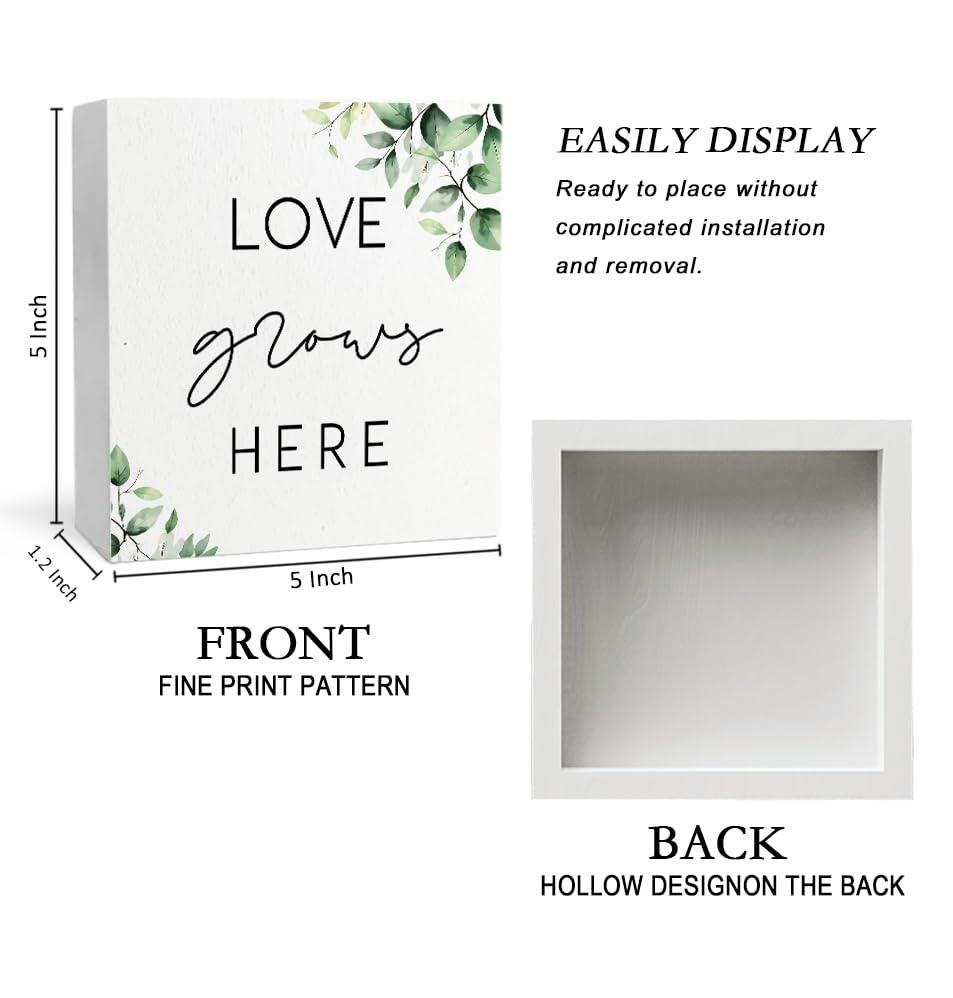 Love Grows Here Funny Bathroom Wooden Box Sign (R)