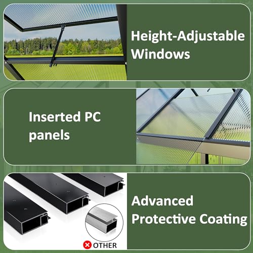 4x6 FT Walk in Polycarbonate Greenhouse for Outdoor (Black / 4x6 FT)