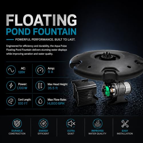 1.75 HP Floating Fountain & Aerator for Ponds and Lakes with 100 ft Cord (1.75 HP Pump-100' Cord / Color Changing Lights W/ Control Box)