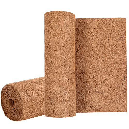 2 Rolls 24 x 160 Inch Coir Liner Roll Coconut Fiber Mat Natural Coconut Coir Liner Sheets Plant Potting Mat for Garden Planters Flower Window Box Basket Animal Pet Pad Reptile Carpet (24 x 160 inch)