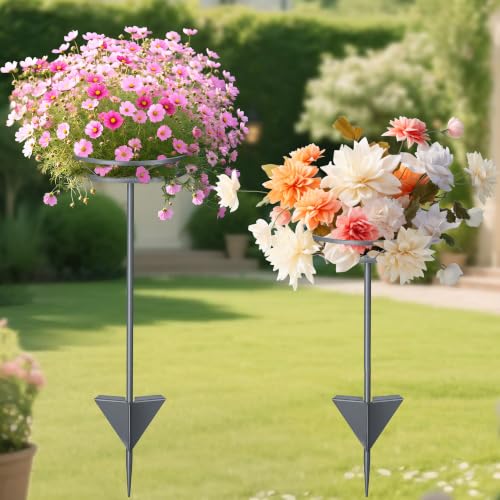 2 Pack Adjustable Outdoor Flower Pot Stand (Grey)