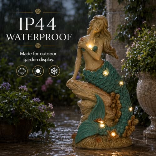 Magical Solar Mermaid Garden Statue Figurine (Green)