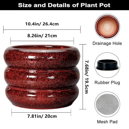 10 Inch Plant Pots (10 Inch / Leopard Print Red)