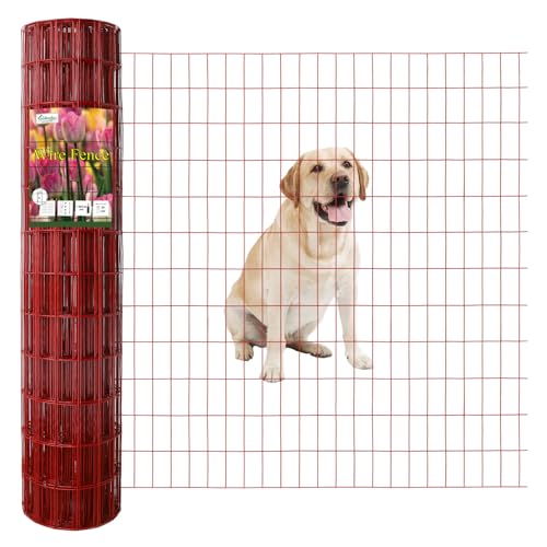Red PVC Coated Welded Wire Fence 48" x 50' Roll (Red / 2''x4'' 14GA 48''x50')