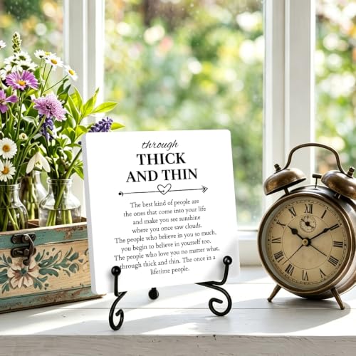 Best Friend Gift for Home Office Book Shelf Table Decor 6.3x6.3 In 01 (Multicolor 1723 / Wooden sign with iron frame（6.3 x 6.3 inches）)