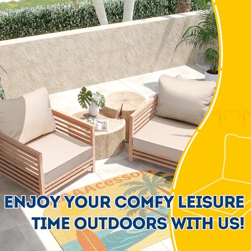 Outdoor Chair Cushions (Sandstone Beige / 24"x24"x5" / 24"x19")