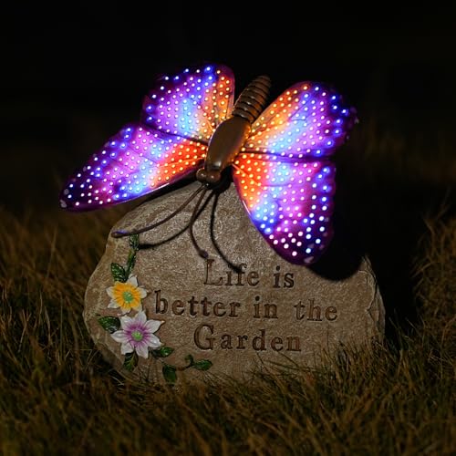 Solar LED Butterfly Garden Statue with Sparkling Light (Purple)