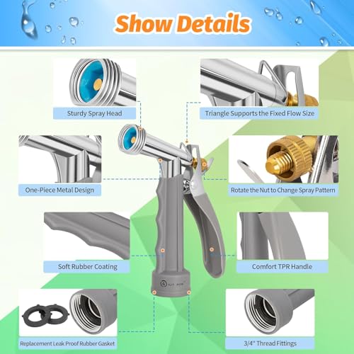 Full Size Garden Hose Nozzle 4 Pack (4 Pack / Zinc Alloy+TPR)