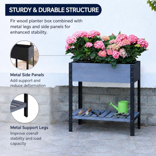 Raised Garden Bed with Metal Legs (Gray / W31x D15x H31in)